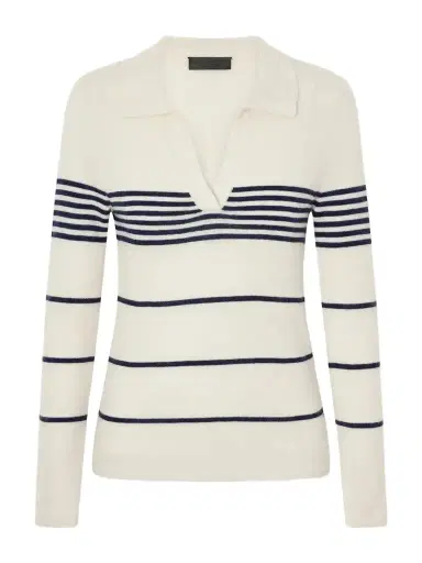 Nili Lotan Lucille Striped Cashmere Polo Sweater | Thumbnail 1