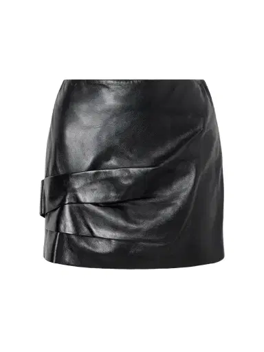 Isabel Marant Agnes Gathered Draped Leather Mini Skirt | Thumbnail 1