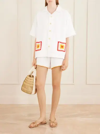 Terry Puesto Boxy Crochet-trimmed Organic Cotton-terry Shirt | Thumbnail 2 Terry Puesto Boxy Crochet-trimmed Organic Cotton-terry Shirt | Thumbnail 2