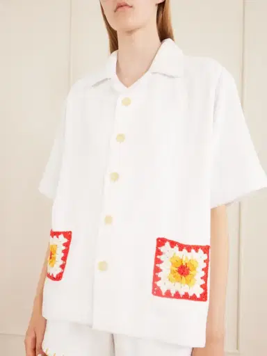 Terry Puesto Boxy Crochet-trimmed Organic Cotton-terry Shirt | Thumbnail 4 Terry Puesto Boxy Crochet-trimmed Organic Cotton-terry Shirt | Thumbnail 4