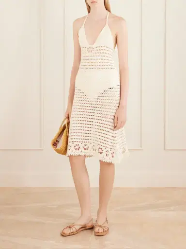 Terry Puesto Cece Halterneck Crocheted Organic-cotton Midi Dress | Thumbnail 2 Terry Puesto Cece Halterneck Crocheted Organic-cotton Midi Dress | Thumbnail 2