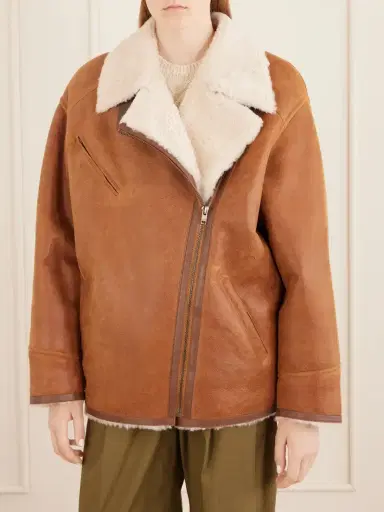 Isabel Marant Adelina Shearling-trimmed Leather Jacket | Thumbnail 3