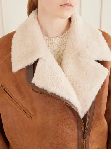 Isabel Marant Adelina Shearling-trimmed Leather Jacket | Thumbnail 5
