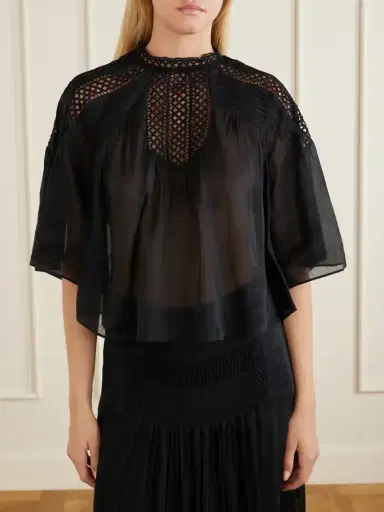 Marant Étoile Parina Lace-trimmed Woven Blouse | Thumbnail 3 Marant Étoile Parina Lace-trimmed Woven Blouse | Thumbnail 3