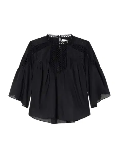 Marant Étoile Parina Lace-trimmed Woven Blouse | Thumbnail 1 Marant Étoile Parina Lace-trimmed Woven Blouse | Thumbnail 1