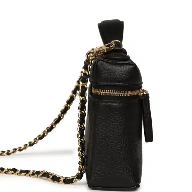 Chanel Chanel "Supple" Top Handle Long Vanity Case with Chain Black Grained Calfskin Gold Hardware | Thumbnail 3 Chanel Chanel "Supple" Top Handle Long Vanity Case with Chain Black Grained Calfskin Gold Hardware | Thumbnail 3