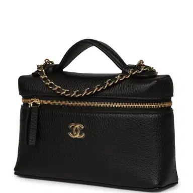 Chanel Chanel "Supple" Top Handle Long Vanity Case with Chain Black Grained Calfskin Gold Hardware | Thumbnail 5 Chanel Chanel "Supple" Top Handle Long Vanity Case with Chain Black Grained Calfskin Gold Hardware | Thumbnail 5