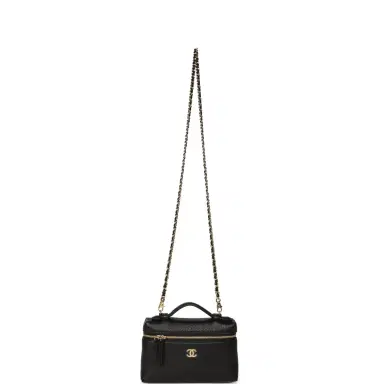 Chanel Chanel "Supple" Top Handle Long Vanity Case with Chain Black Grained Calfskin Gold Hardware | Thumbnail 8 Chanel Chanel "Supple" Top Handle Long Vanity Case with Chain Black Grained Calfskin Gold Hardware | Thumbnail 8