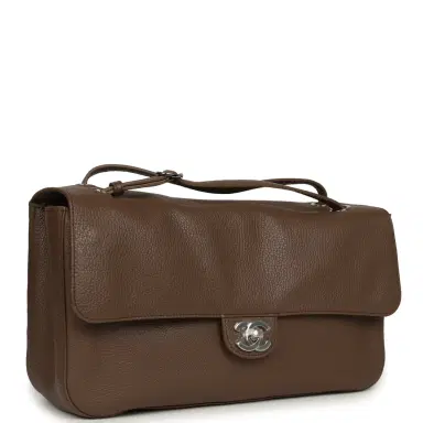 Chanel Chanel Maxi "Souplissimo" Small Flap Bag Brown Grained Calfskin Silver Hardware | Thumbnail 2