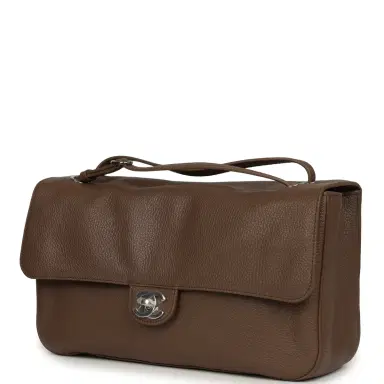 Chanel Chanel Maxi "Souplissimo" Small Flap Bag Brown Grained Calfskin Silver Hardware | Thumbnail 5