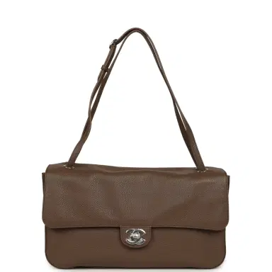 Chanel Chanel Maxi "Souplissimo" Small Flap Bag Brown Grained Calfskin Silver Hardware | Thumbnail 7