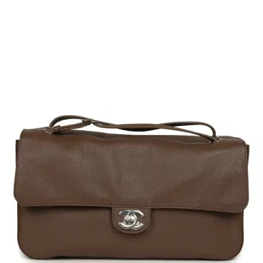 Chanel Chanel Maxi "Souplissimo" Small Flap Bag Brown Grained Calfskin Silver Hardware | Thumbnail 1