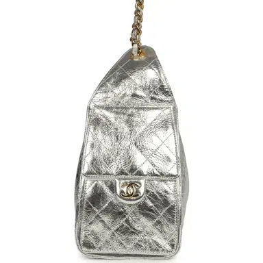 Chanel Chanel Small 25 Hobo Bag Silver Metallic Calfskin Gold Hardware | Thumbnail 3
