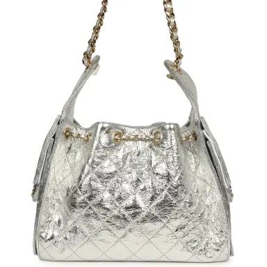 Chanel Chanel Small 25 Hobo Bag Silver Metallic Calfskin Gold Hardware | Thumbnail 4