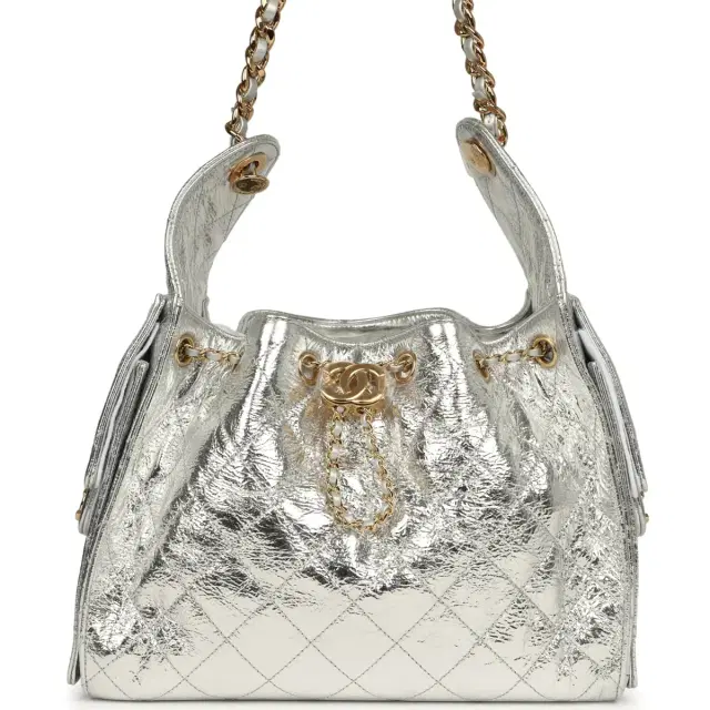 Chanel Chanel Small 25 Hobo Bag Silver Metallic Calfskin Gold Hardware