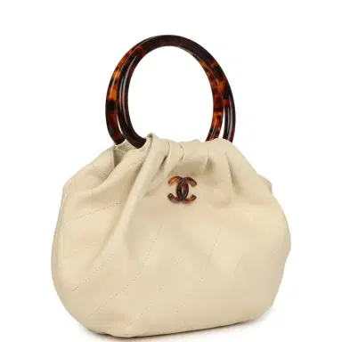 Chanel Chanel Small Pouch Light Beige Calfskin Tortoiseshell Hardware | Thumbnail 2