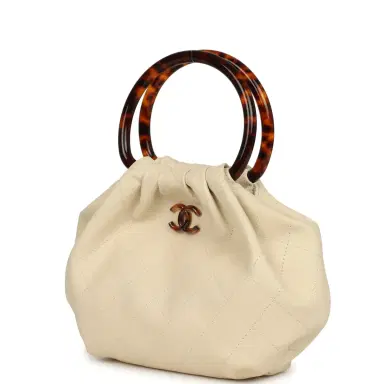 Chanel Chanel Small Pouch Light Beige Calfskin Tortoiseshell Hardware | Thumbnail 5