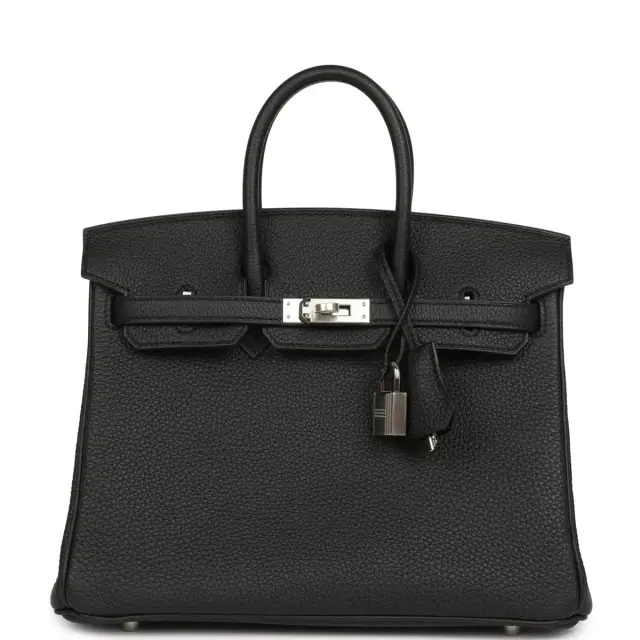 HERMÈS Hermes Birkin 25 Black Togo Palladium Hardware