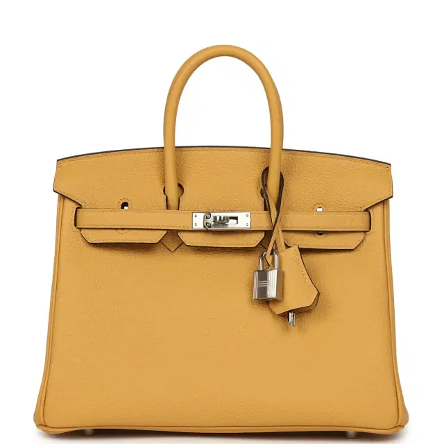 HERMÈS Hermes Birkin 25 Paille Togo Palladium Hardware