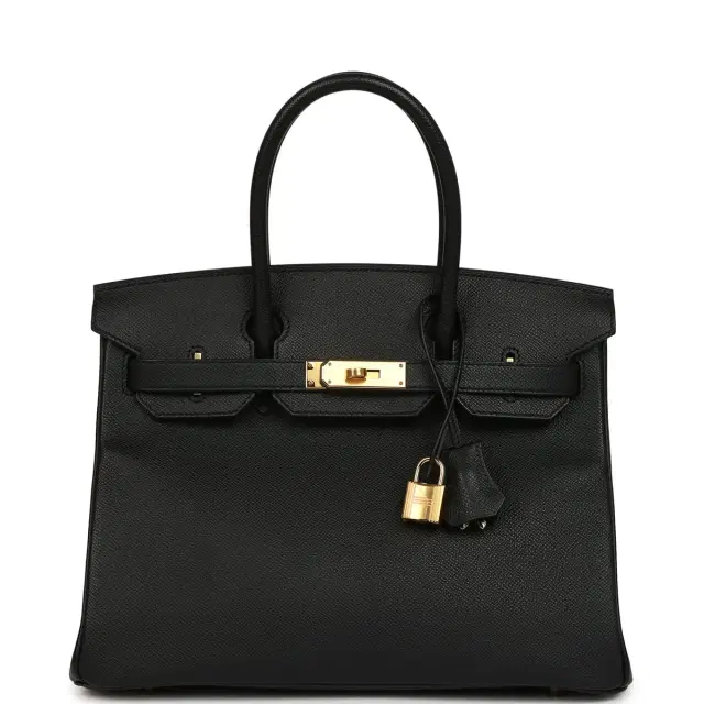 HERMÈS Hermes Birkin 30 Black Epsom Gold Hardware