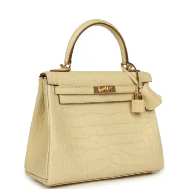 HERMÈS Hermes Kelly Retourne 25 Vanille Matte Alligator Gold Hardware | Thumbnail 2