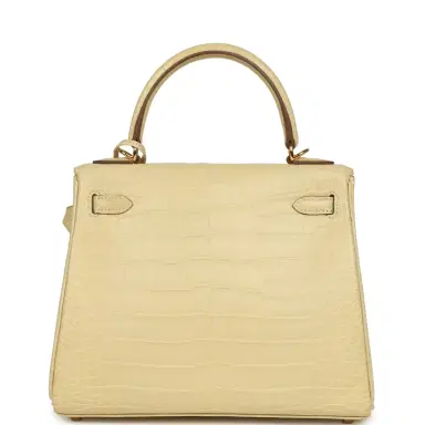 HERMÈS Hermes Kelly Retourne 25 Vanille Matte Alligator Gold Hardware | Thumbnail 4