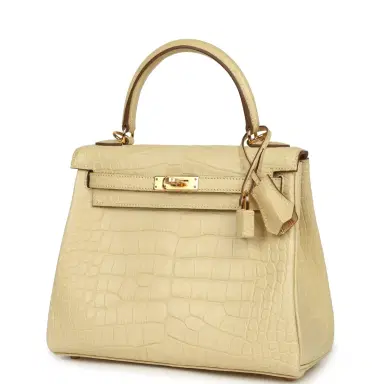 HERMÈS Hermes Kelly Retourne 25 Vanille Matte Alligator Gold Hardware | Thumbnail 5