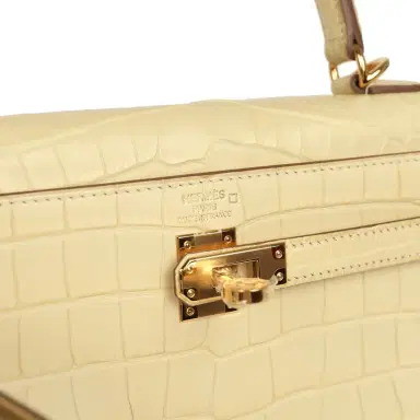 HERMÈS Hermes Kelly Retourne 25 Vanille Matte Alligator Gold Hardware | Thumbnail 7