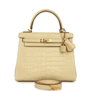 HERMÈS Hermes Kelly Retourne 25 Vanille Matte Alligator Gold Hardware | Thumbnail 1