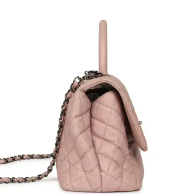 Chanel Pre-owned Chanel Medium Coco Handle Flap Bag Blush Caviar Aged Ruthenium Hardware | Thumbnail 3 Chanel Pre-owned Chanel Medium Coco Handle Flap Bag Blush Caviar Aged Ruthenium Hardware | Thumbnail 3