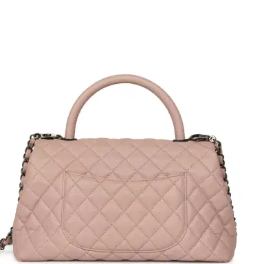 Chanel Pre-owned Chanel Medium Coco Handle Flap Bag Blush Caviar Aged Ruthenium Hardware | Thumbnail 4 Chanel Pre-owned Chanel Medium Coco Handle Flap Bag Blush Caviar Aged Ruthenium Hardware | Thumbnail 4