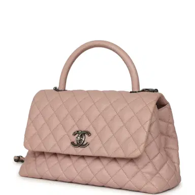 Chanel Pre-owned Chanel Medium Coco Handle Flap Bag Blush Caviar Aged Ruthenium Hardware | Thumbnail 5 Chanel Pre-owned Chanel Medium Coco Handle Flap Bag Blush Caviar Aged Ruthenium Hardware | Thumbnail 5