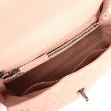 Chanel Pre-owned Chanel Medium Coco Handle Flap Bag Blush Caviar Aged Ruthenium Hardware | Thumbnail 8 Chanel Pre-owned Chanel Medium Coco Handle Flap Bag Blush Caviar Aged Ruthenium Hardware | Thumbnail 8