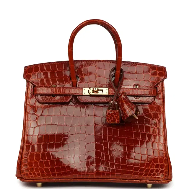 HERMÈS Pre-owned Hermes Birkin 25 Étrusque Shiny Niloticus Crocodile Gold Hardware