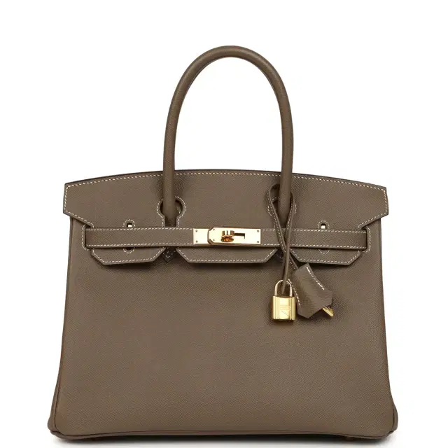 HERMÈS Pre-owned Hermes Birkin 30 Etoupe Epsom Gold Hardware