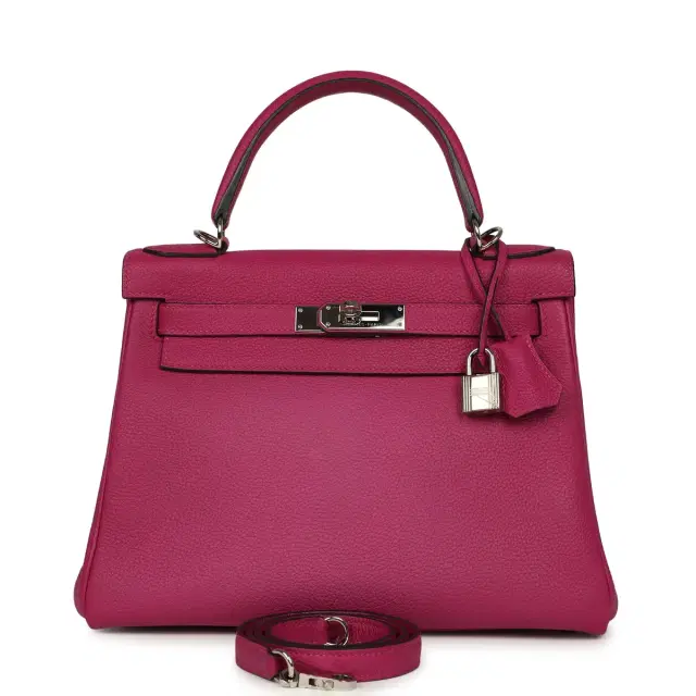 HERMÈS Pre-owned Hermes Kelly Retourne 28 Rose Poupre Togo Palladium Hardware