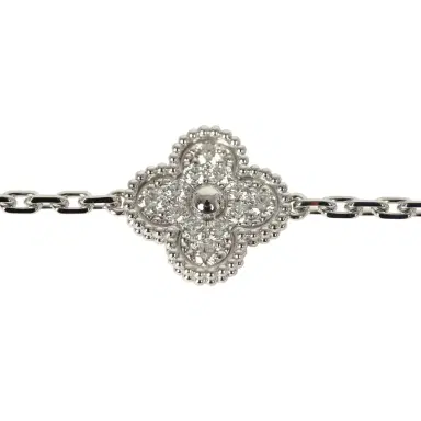 Van Cleef & Arpels Van Cleef & Arpels Vintage Alhambra 5 Motif Bracelet Onyx Diamonds and 18K White Gold | Thumbnail 3 Van Cleef & Arpels Van Cleef & Arpels Vintage Alhambra 5 Motif Bracelet Onyx Diamonds and 18K White Gold | Thumbnail 3