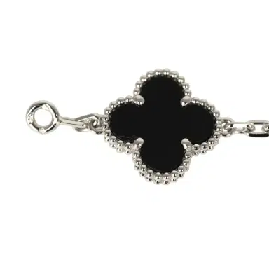 Van Cleef & Arpels Van Cleef & Arpels Vintage Alhambra 5 Motif Bracelet Onyx Diamonds and 18K White Gold | Thumbnail 5 Van Cleef & Arpels Van Cleef & Arpels Vintage Alhambra 5 Motif Bracelet Onyx Diamonds and 18K White Gold | Thumbnail 5