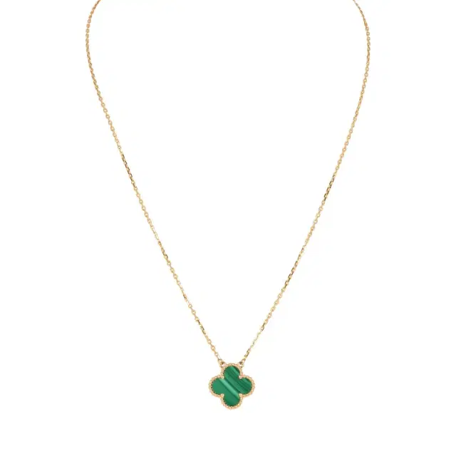 Van Cleef & Arpels Van Cleef & Arpels Vintage Alhambra Motif Pendant Necklace Malachite 18K Yellow Gold