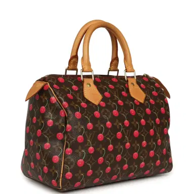Louis Vuitton Vintage Louis Vuitton x Takashi Murkami Cheries Speedy 25 Brown and Red Cherry Monogram Gold Hardware | Thumbnail 2