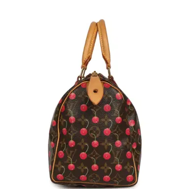Louis Vuitton Vintage Louis Vuitton x Takashi Murkami Cheries Speedy 25 Brown and Red Cherry Monogram Gold Hardware | Thumbnail 3