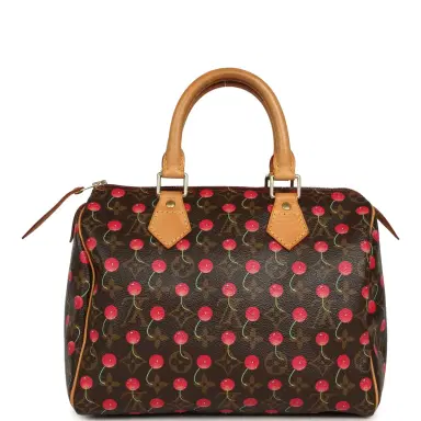 Louis Vuitton Vintage Louis Vuitton x Takashi Murkami Cheries Speedy 25 Brown and Red Cherry Monogram Gold Hardware | Thumbnail 4