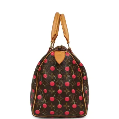 Louis Vuitton Vintage Louis Vuitton x Takashi Murkami Cheries Speedy 25 Brown and Red Cherry Monogram Gold Hardware | Thumbnail 5