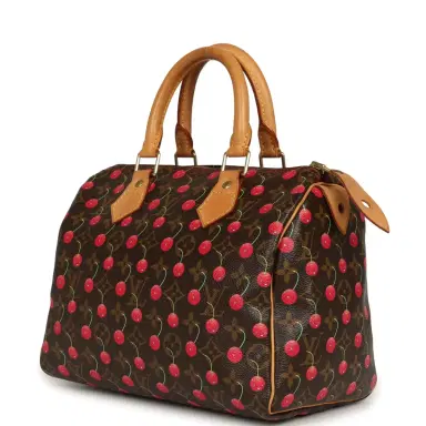 Louis Vuitton Vintage Louis Vuitton x Takashi Murkami Cheries Speedy 25 Brown and Red Cherry Monogram Gold Hardware | Thumbnail 6