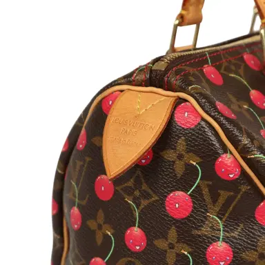 Louis Vuitton Vintage Louis Vuitton x Takashi Murkami Cheries Speedy 25 Brown and Red Cherry Monogram Gold Hardware | Thumbnail 8