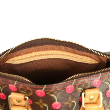 Louis Vuitton Vintage Louis Vuitton x Takashi Murkami Cheries Speedy 25 Brown and Red Cherry Monogram Gold Hardware | Thumbnail 10