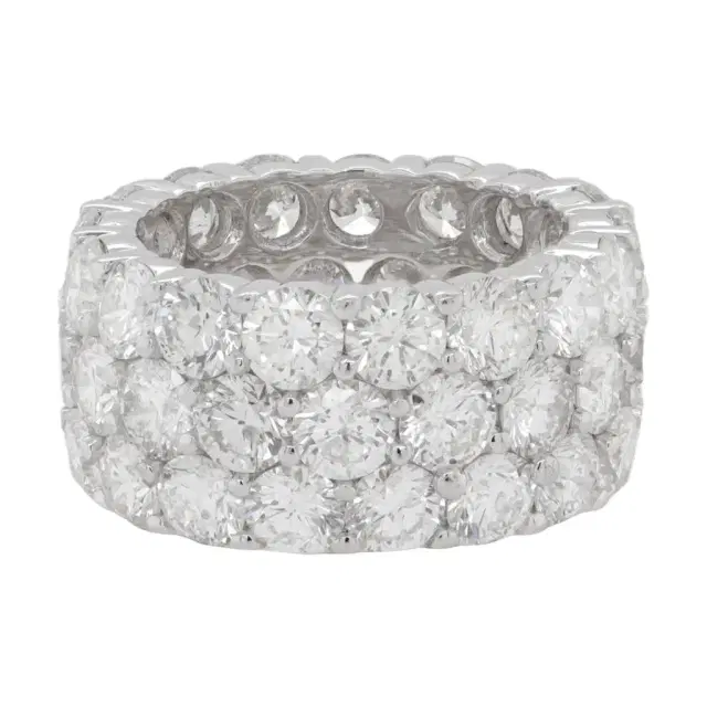 DIANA M. JEWELS Diana M. Jewels 18K White Gold Diamond 3-Row Wedding Eternity Band Ring by The Solist