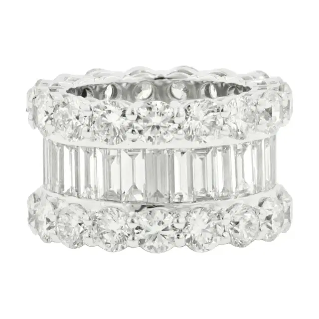 DIANA M. JEWELS Diana M. Jewels 18K White Gold Diamond Three-Row Band Ring Sz. 6.5 by The Solist