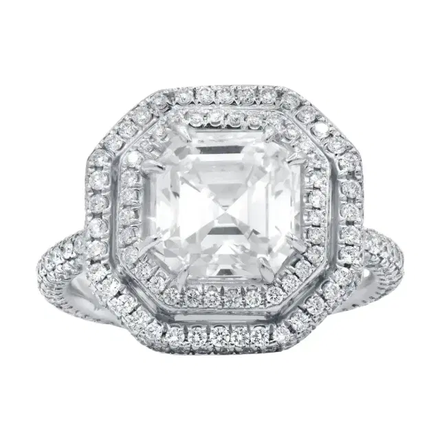 DIANA M. JEWELS Diana M. Jewels Double Halo Platinum Diamond Engagement Ring Sz. 6 by The Solist