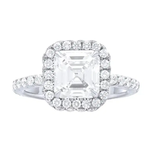 DIANA M. JEWELS Diana M. Jewels Emerald Cut Halo Platinum Diamond Engagement Ring Sz. 6 by The Solist
